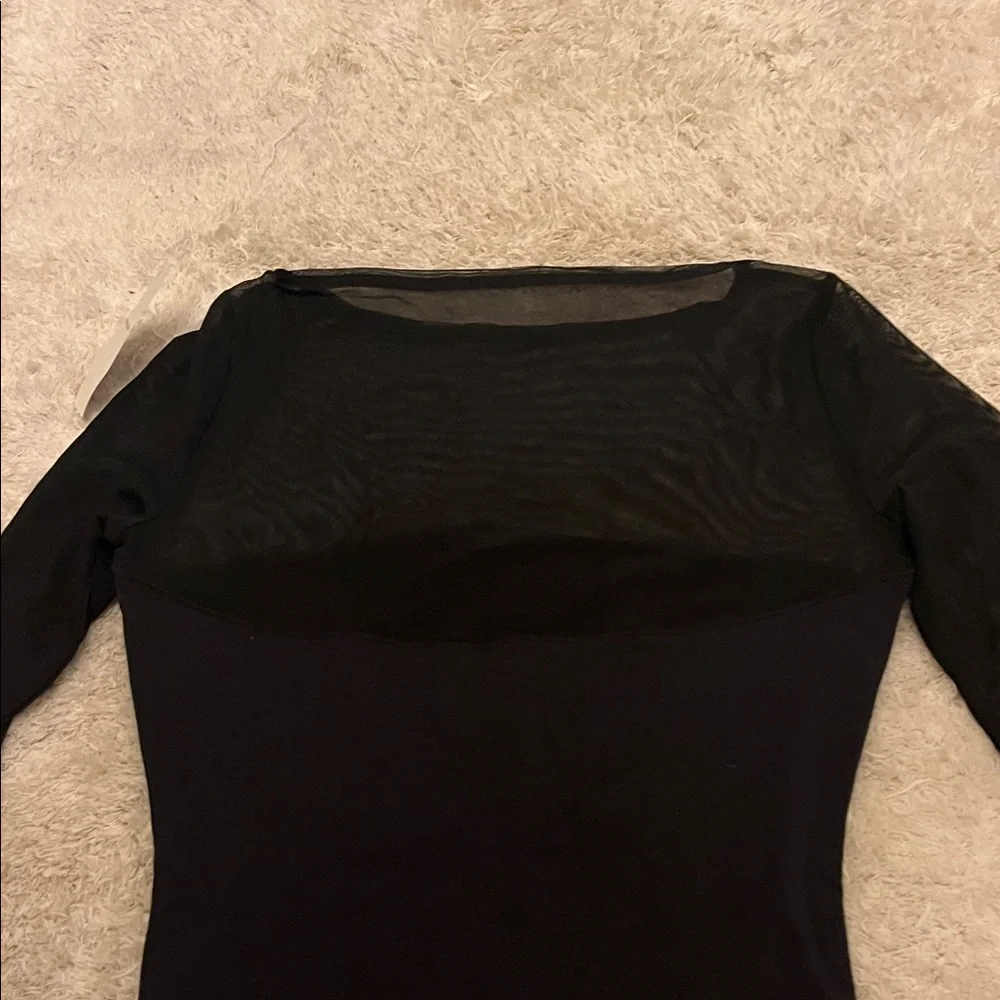 NWT A&F sheer arms and neck Black Long Sleeve Bodysuit. XS - Picture 7 of 9